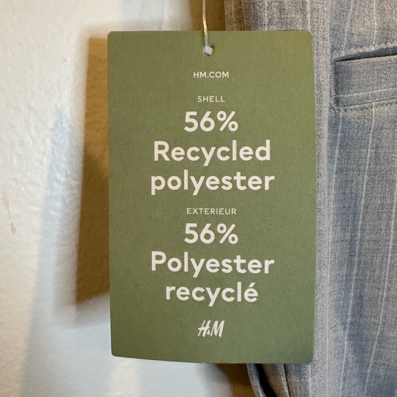 H&M Skinny Fit Cropped Light Grey Pinstripe Pants w/ Cuff - Picture 7 of 7